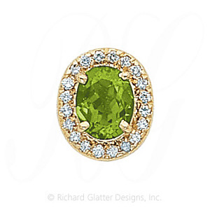 GS049 PD/D - 14 Karat Gold Slide with Peridot center and Diamond accents 